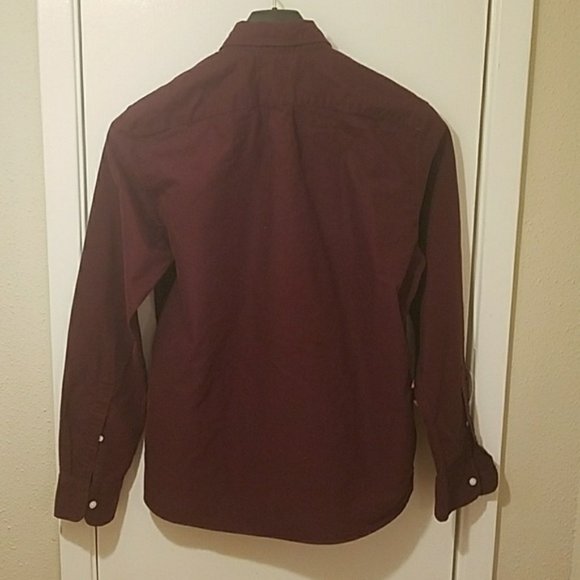 J.Crew Burgundy Slim Fit Oxford Button Up Shirt - Picture 3 of 4